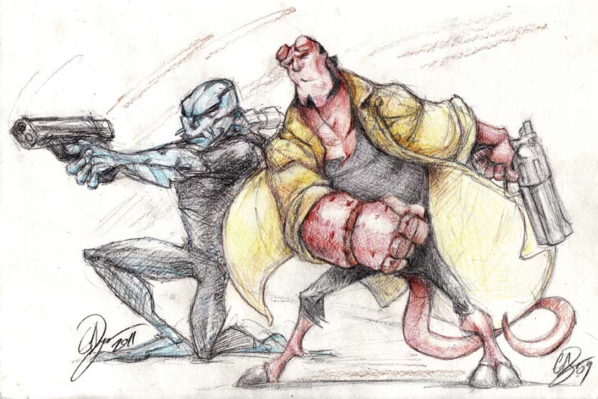 Abe Sapien and Hell Boy Caricature 2011